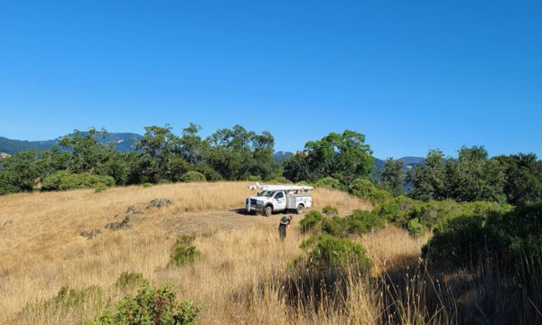 a white truck on a mountain